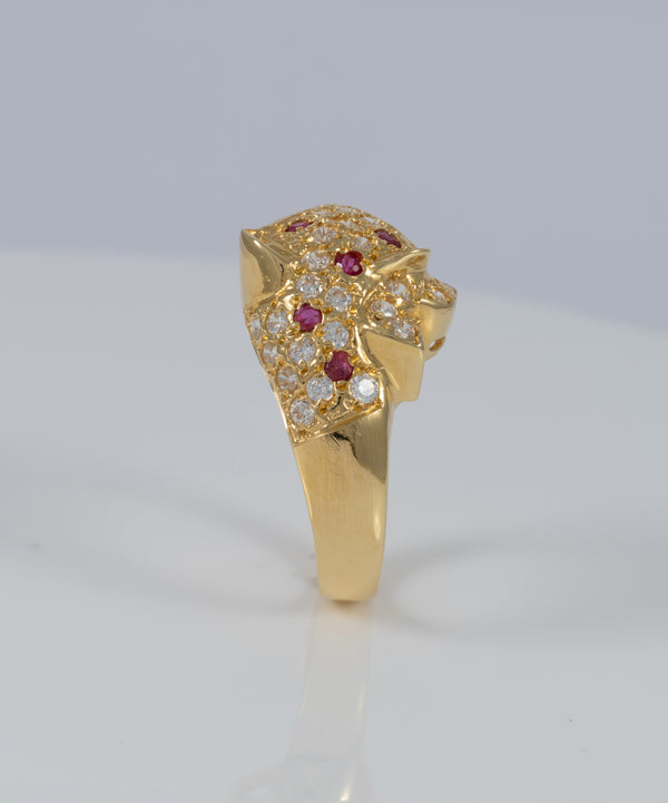 Anillo pantera de oro 18k 750