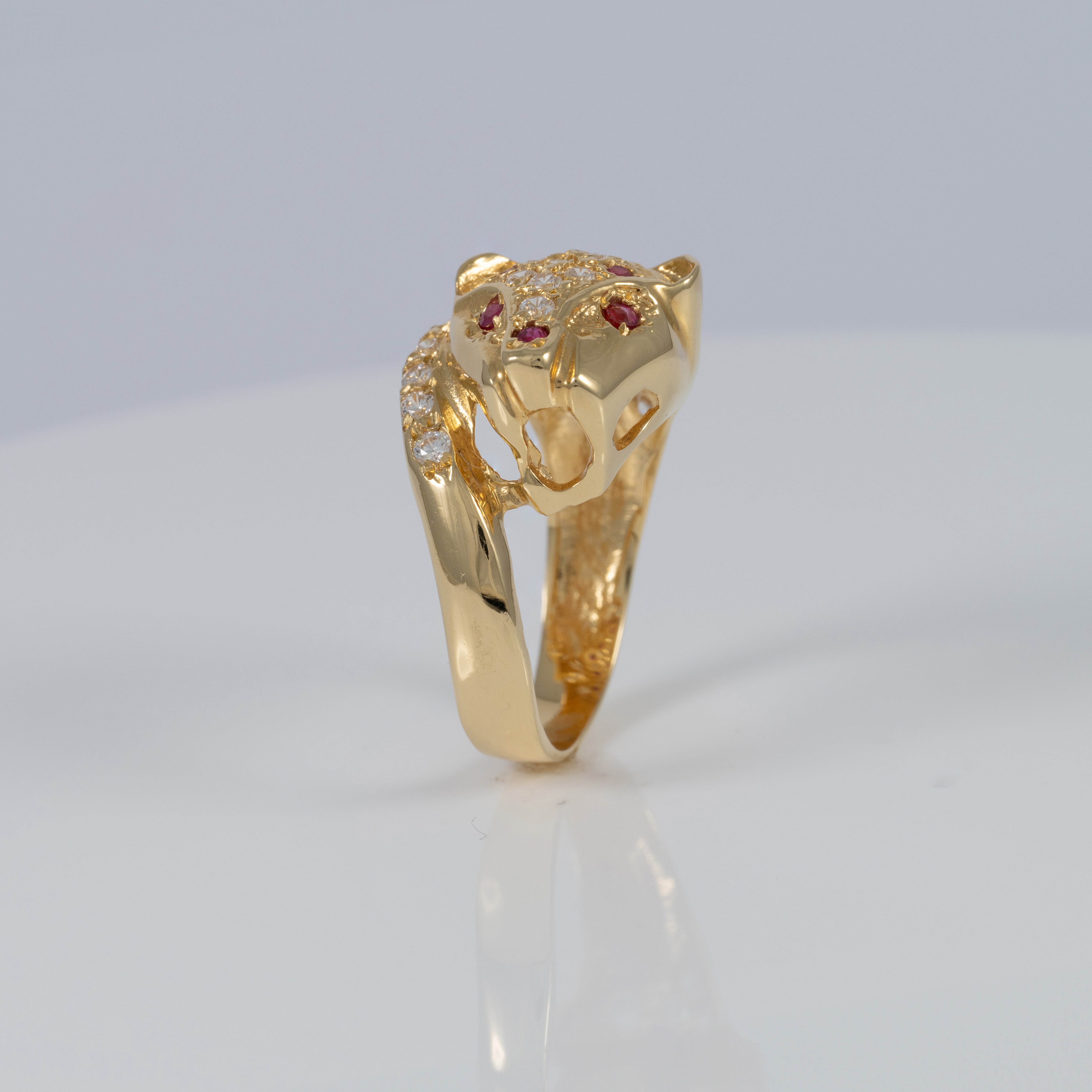 Anillo pantera de oro 18k 750