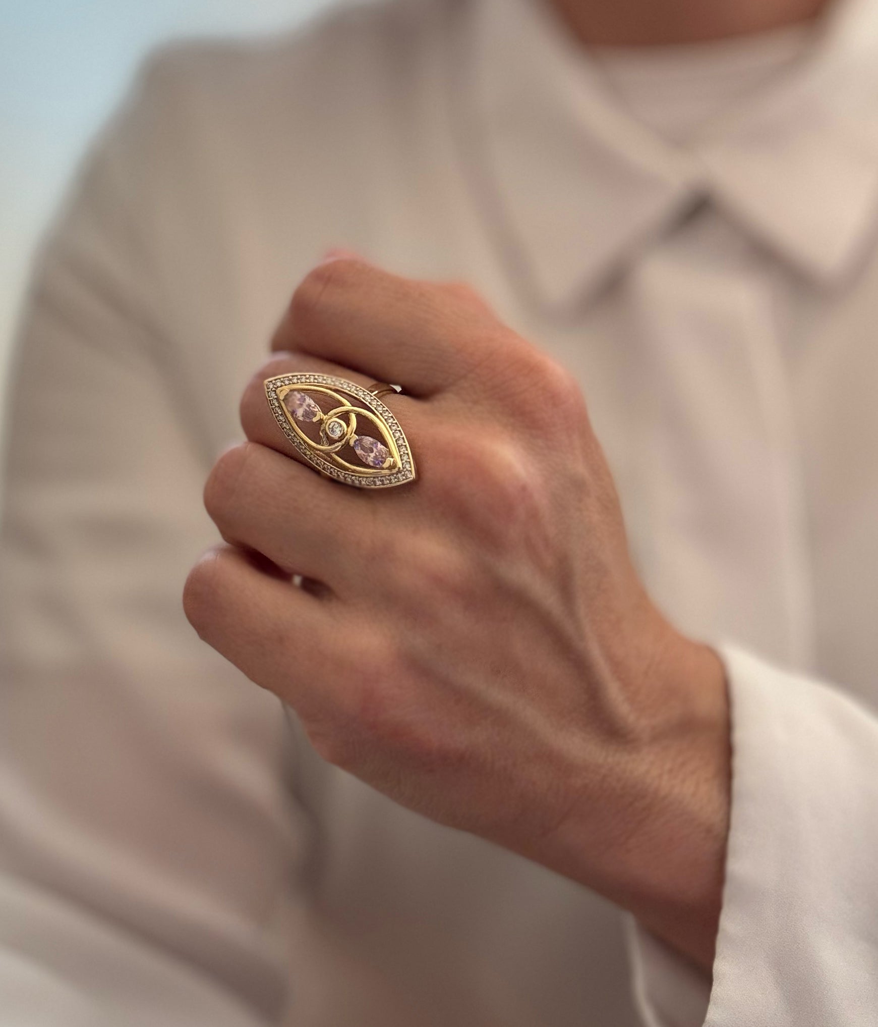 Anillo lanzadera de oro 18k 750