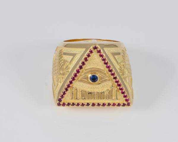 Anillo Iluminati de oro 18k 750