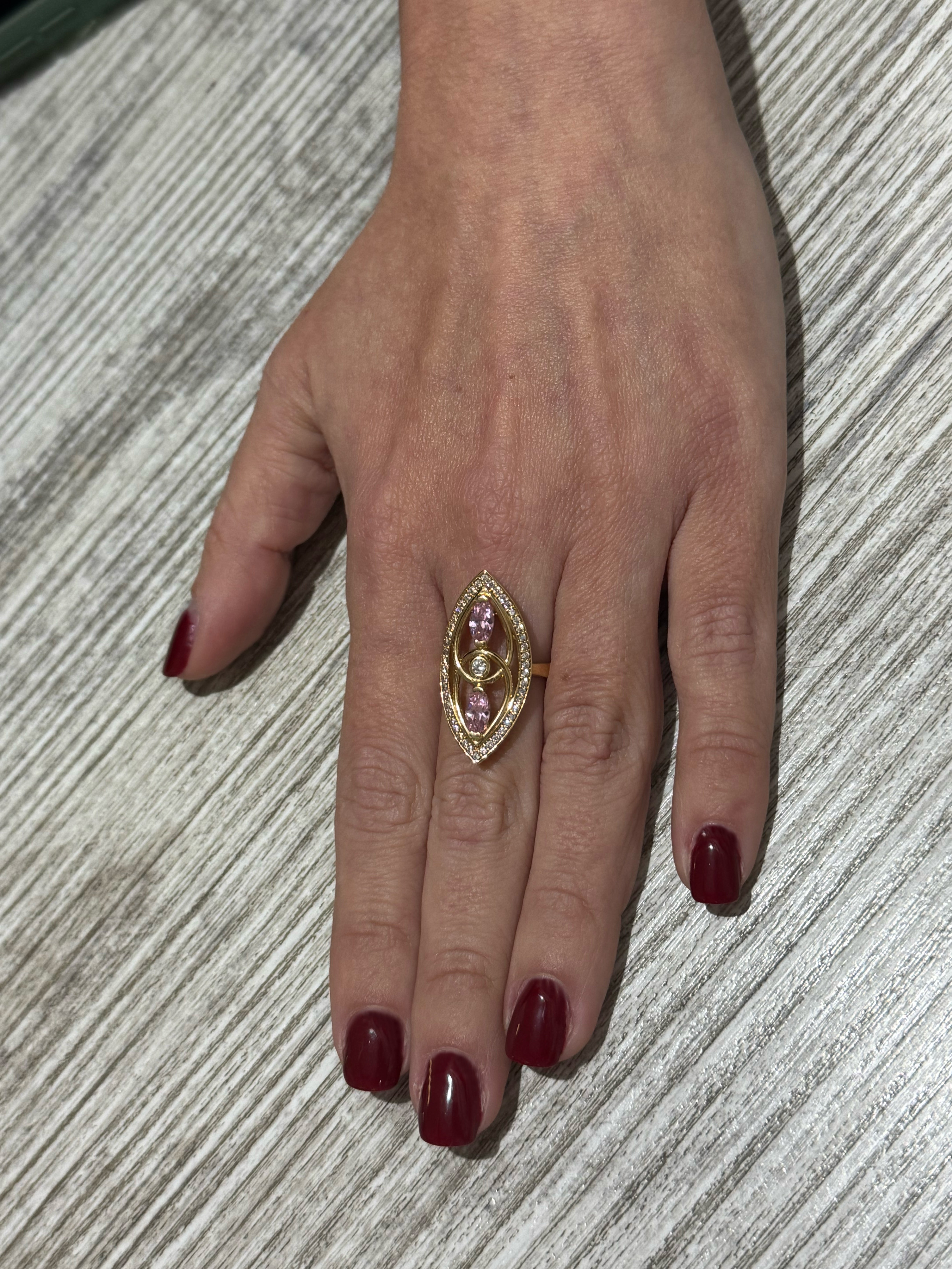 Anillo lanzadera de oro 18k 750