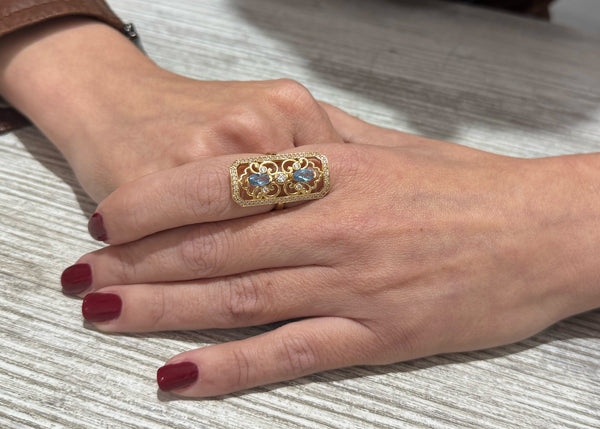 Anillo lanzadera de oro 18k 750