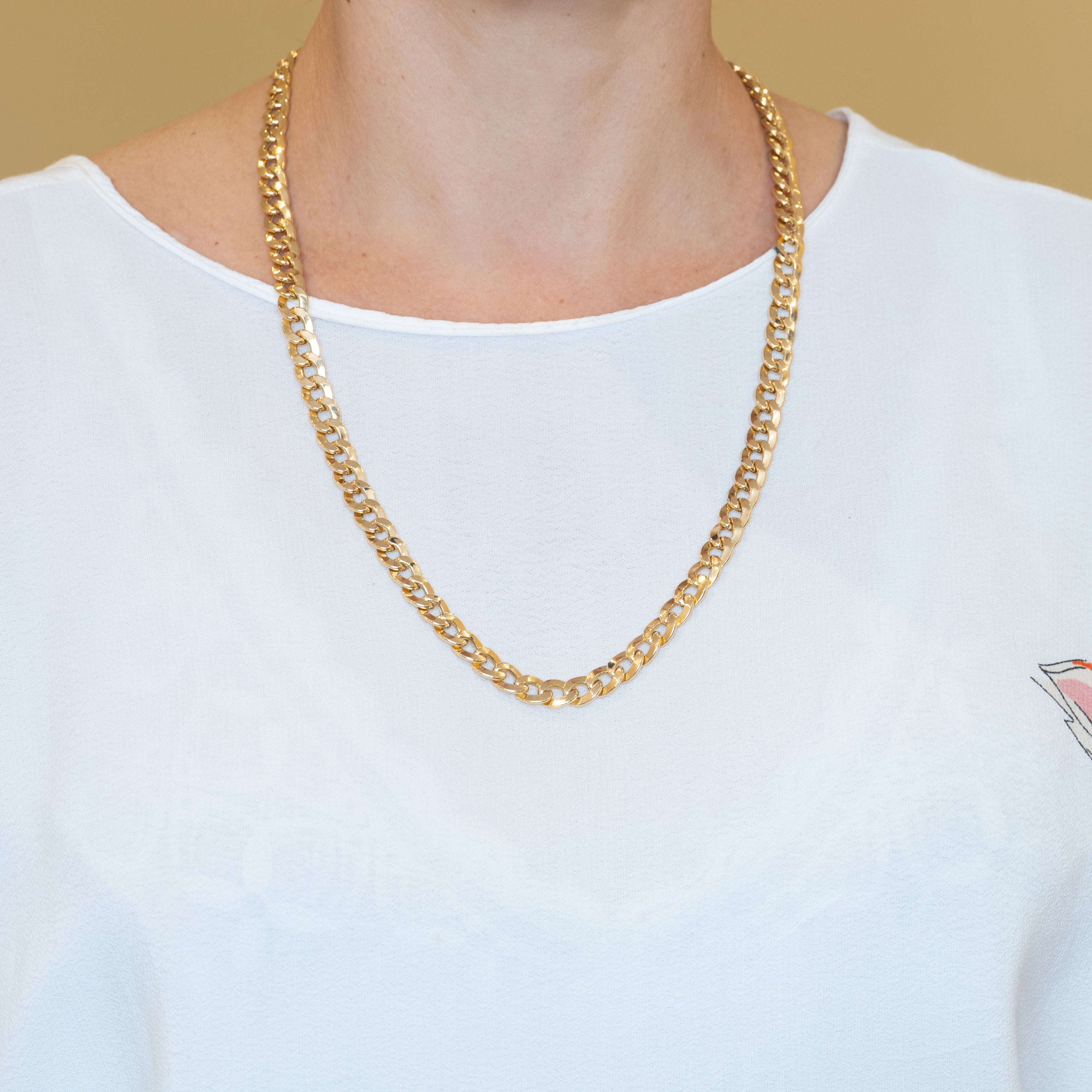 Cadena barbada de oro amarillo 18k 60cm