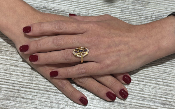 Anillo lanzadera de oro 18k 750