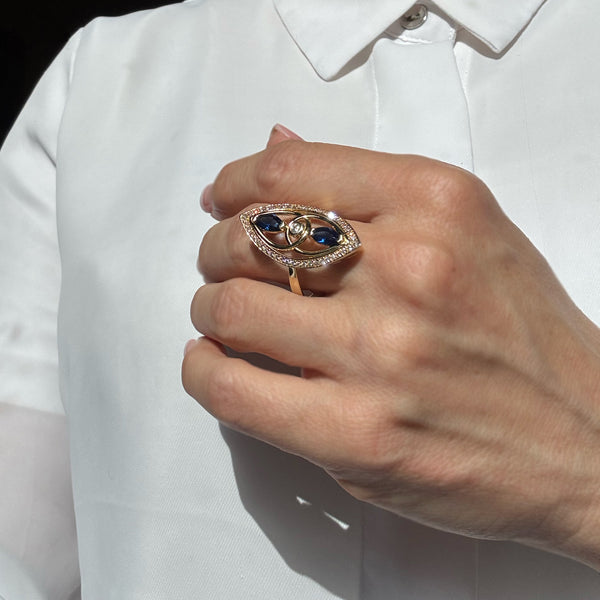 Anillo lanzadera de oro 18k 750