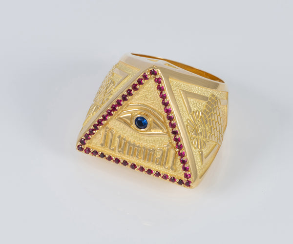Anillo Iluminati de oro 18k 750