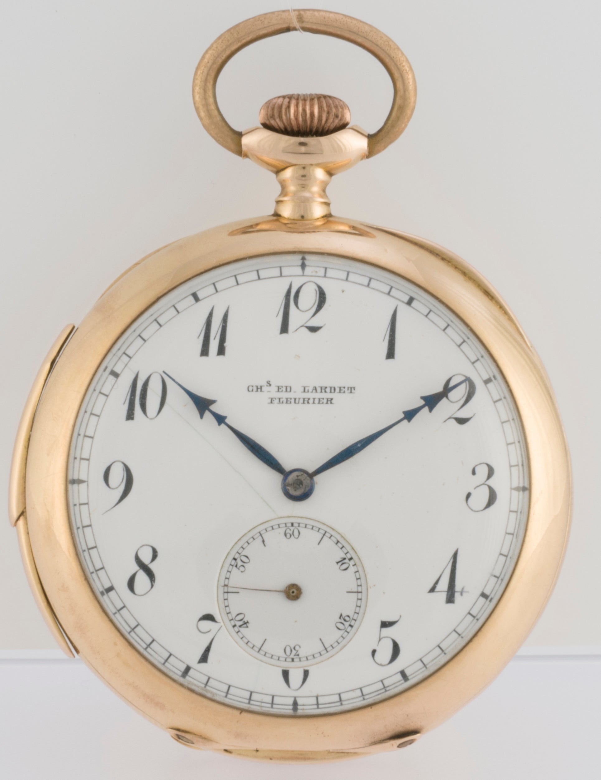 Charles Ed Lardet Pocket Watch Yellow Gold 18k Chimes Hour Quarter Minute