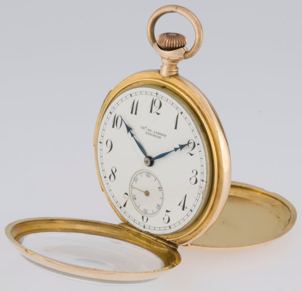 Charles Ed Lardet Pocket Watch Yellow Gold 18k Chimes Hour Quarter Minute