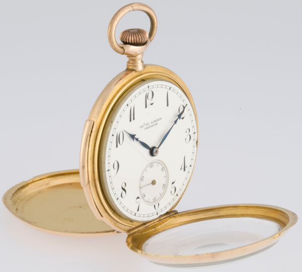 Charles Ed Lardet Pocket Watch Yellow Gold 18k Chimes Hour Quarter Minute