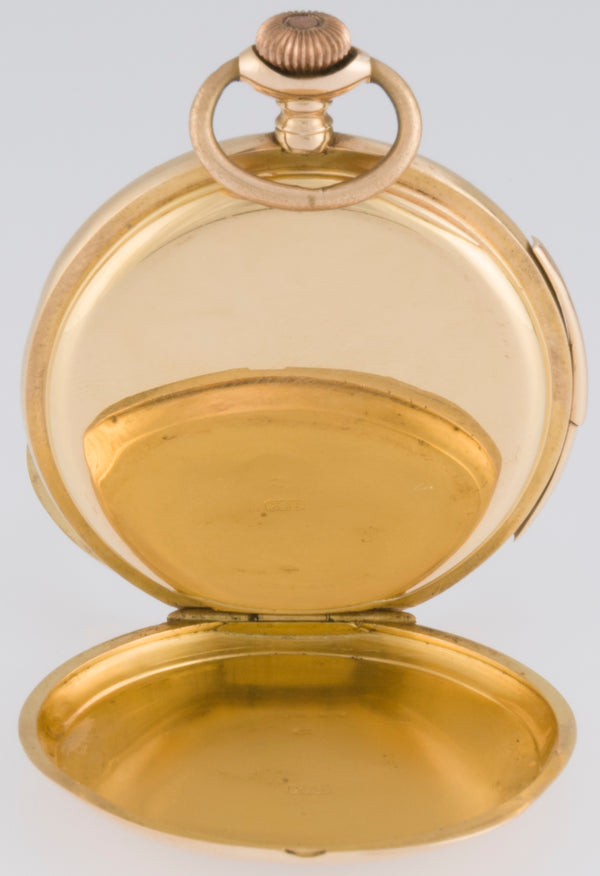 Charles Ed Lardet Pocket Watch Yellow Gold 18k Chimes Hour Quarter Minute