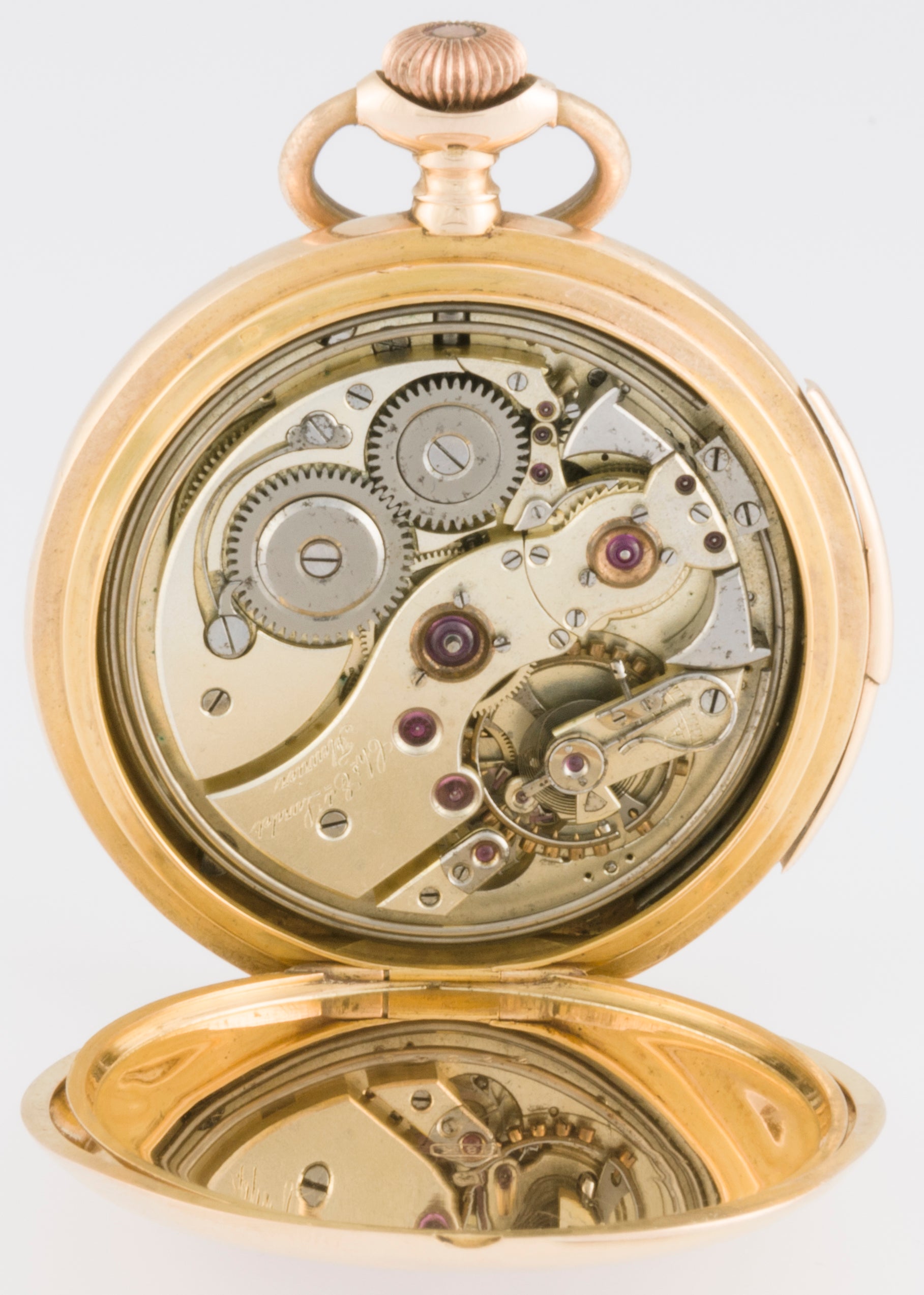 Charles Ed Lardet Pocket Watch Yellow Gold 18k Chimes Hour Quarter Minute