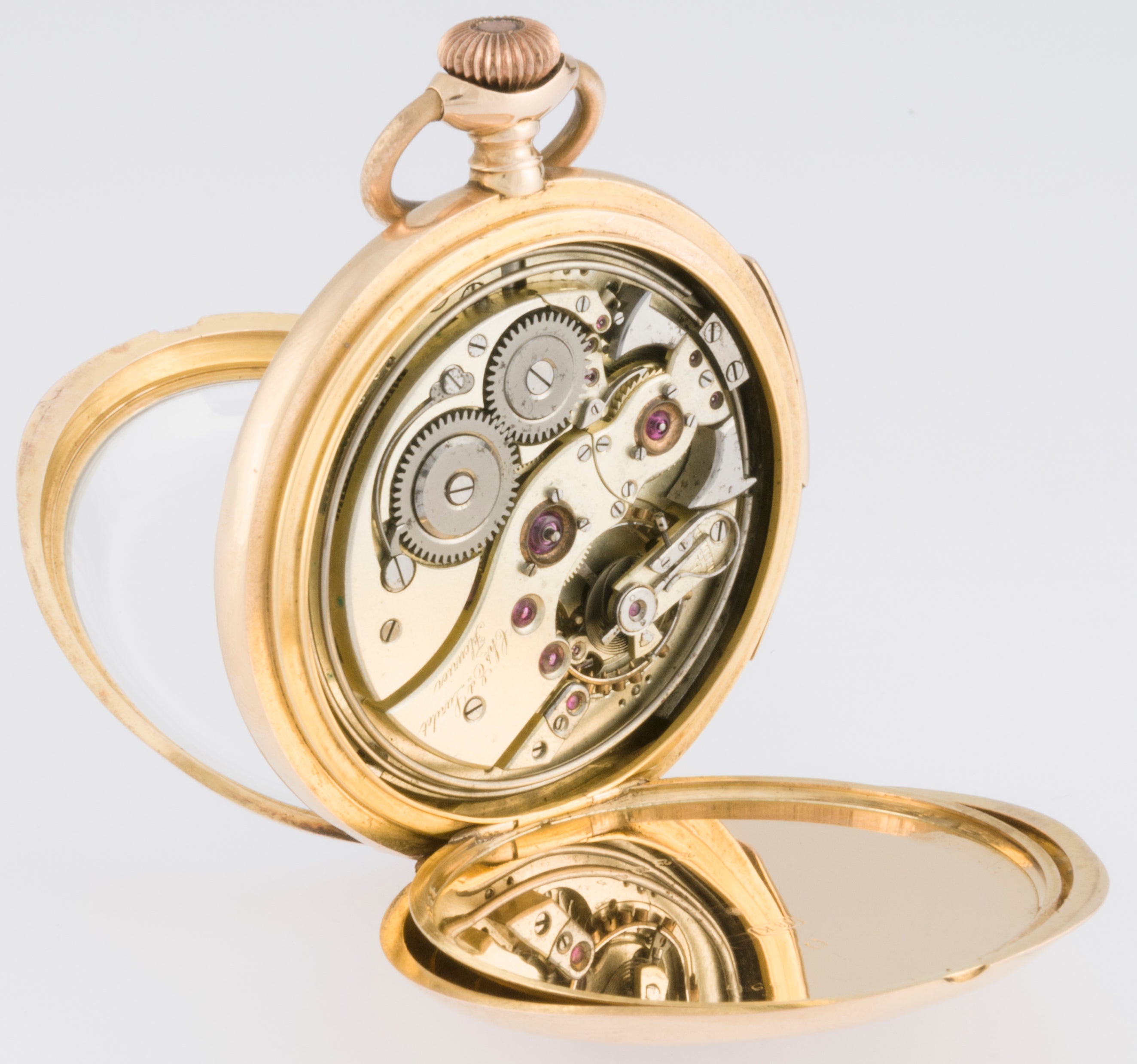 Charles Ed Lardet Pocket Watch Yellow Gold 18k Chimes Hour Quarter Minute