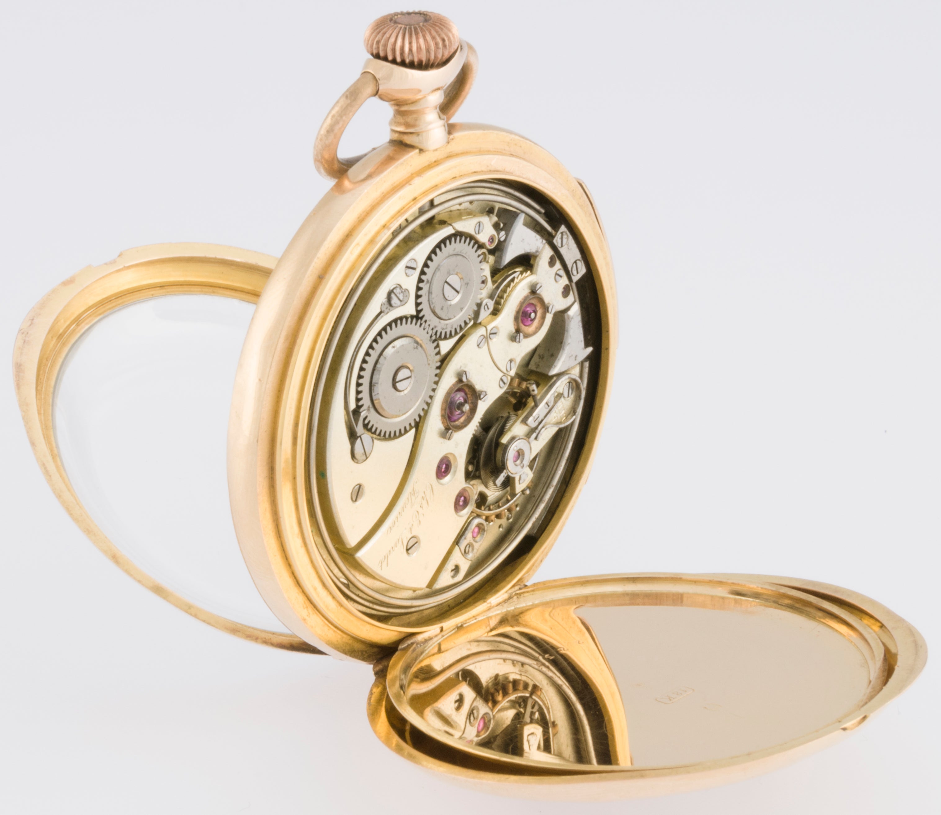 Charles Ed Lardet Pocket Watch Yellow Gold 18k Chimes Hour Quarter Minute
