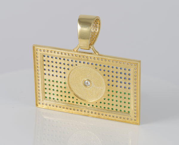 Colgante bandera gitana en oro 18k 750 y circonitas