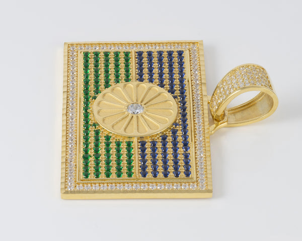 Colgante bandera gitana en oro 18k 750 y circonitas