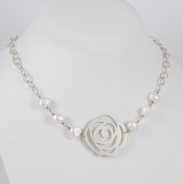 Collar largo Tous en plata 925 y perlas cultivadas Rosa d'Abril