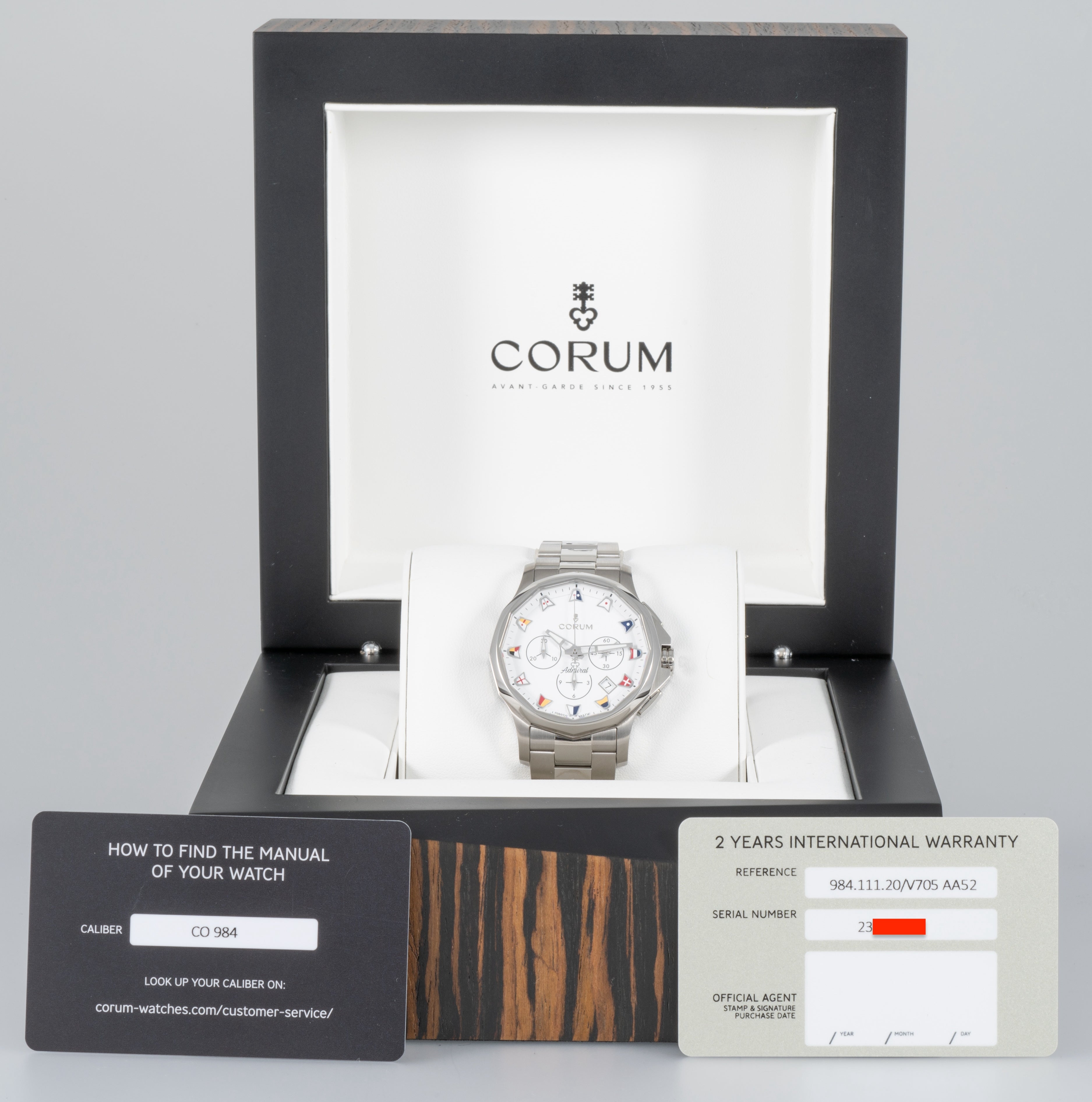Corum Admiral 42 Chronograph White Dial Ref: A984/04251 984.111.20 V705 AA52