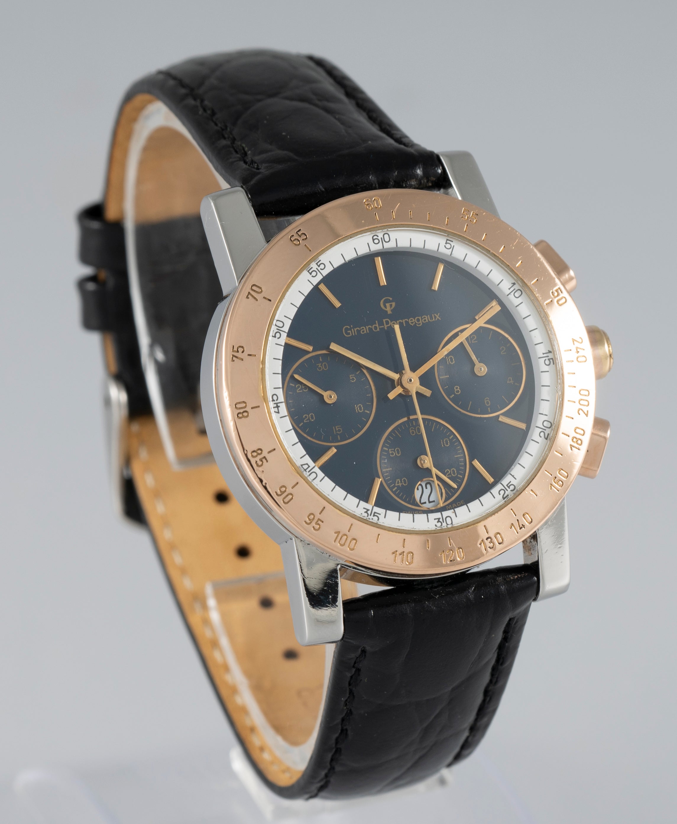 Girard Perregaux Quartz Chronograph Steel Blue Dial Ref: 7001 7700