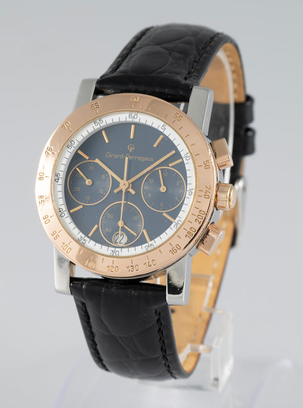 Girard Perregaux Quartz Chronograph Steel Blue Dial Ref: 7001 7700