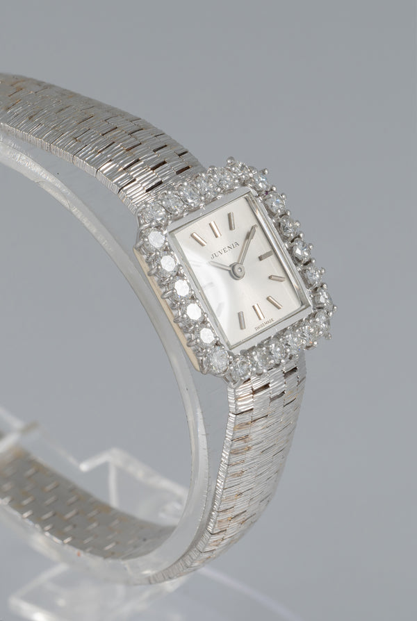 Juvenia White Gold 18k and Diamonds 1.1 ct Square Dial Ref: 13245