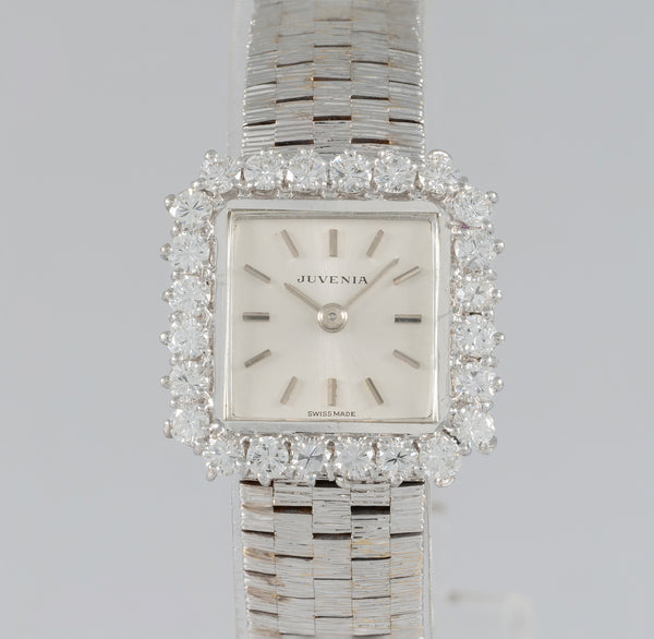 Juvenia White Gold 18k and Diamonds 1.1 ct Square Dial Ref: 13245