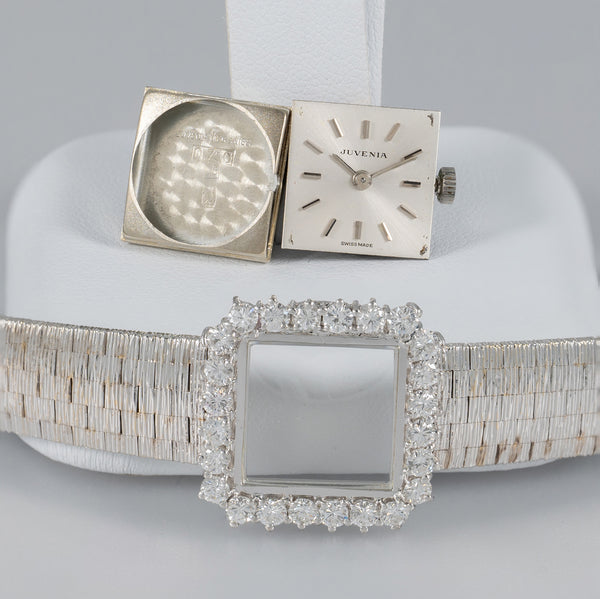 Juvenia White Gold 18k and Diamonds 1.1 ct Square Dial Ref: 13245