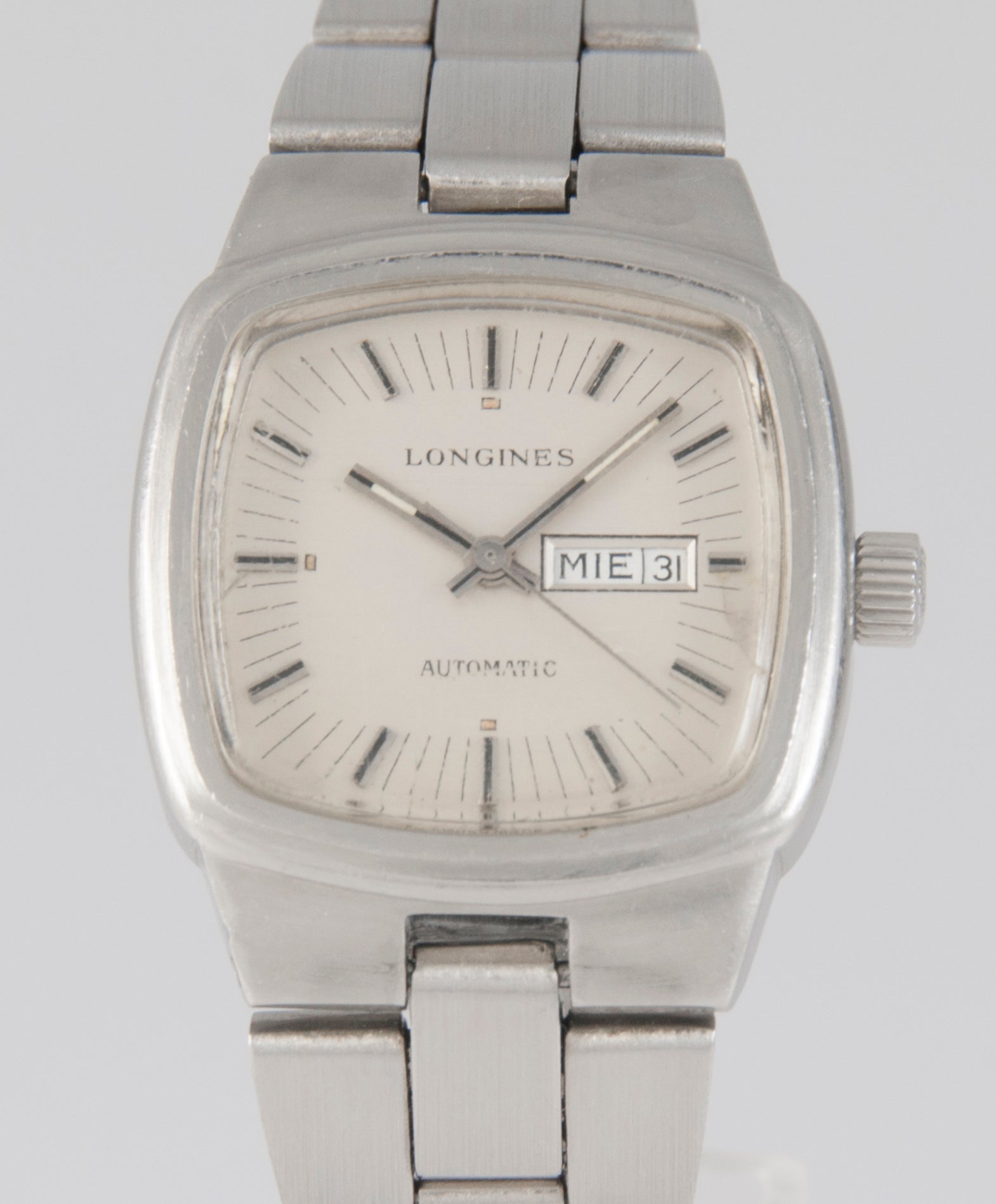 Longines Automatic Day-Date Square Dial Steel 1970's Ref: 1540-1 559