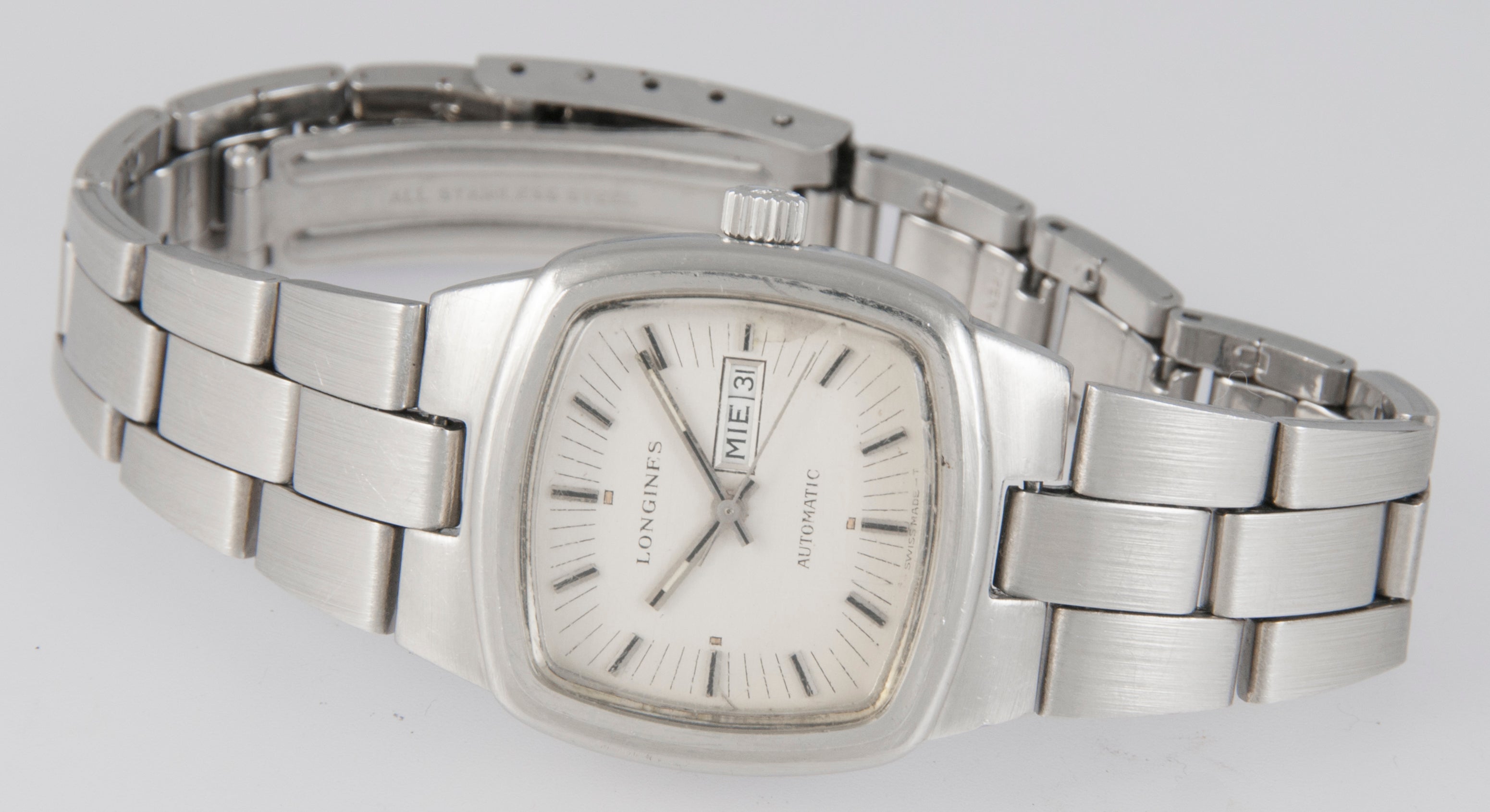 Longines Automatic Day-Date Square Dial Steel 1970's Ref: 1540-1 559