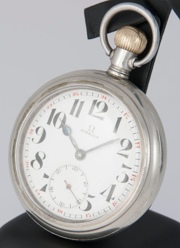 Omega Railway Pocket Watch Steel 57.5 mm Caliber 19LBN