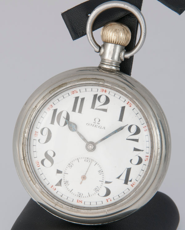 Omega Railway Pocket Watch Steel 57.5 mm Caliber 19LBN
