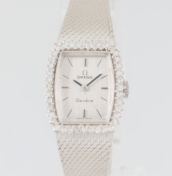 Omega Geneve White Gold 18k and Diamonds 0.4 ct Square Dial