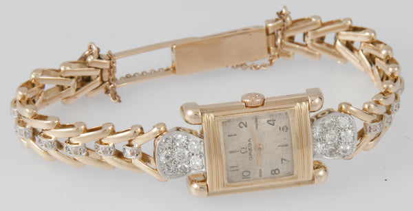 Omega Yellow Gold 18k and Diamonds 0.7 ct Caliber R13.5 Year 1947