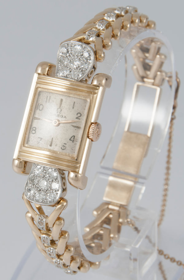 Omega Yellow Gold 18k and Diamonds 0.7 ct Caliber R13.5 Year 1947