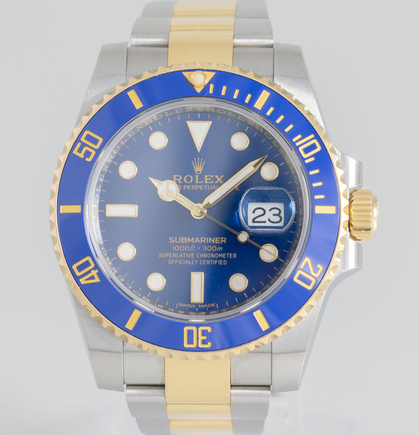 Rolex Submariner Steel and Yellow Gold 18k "Bluesy" Ceramic Bezel Ref: 116613LB