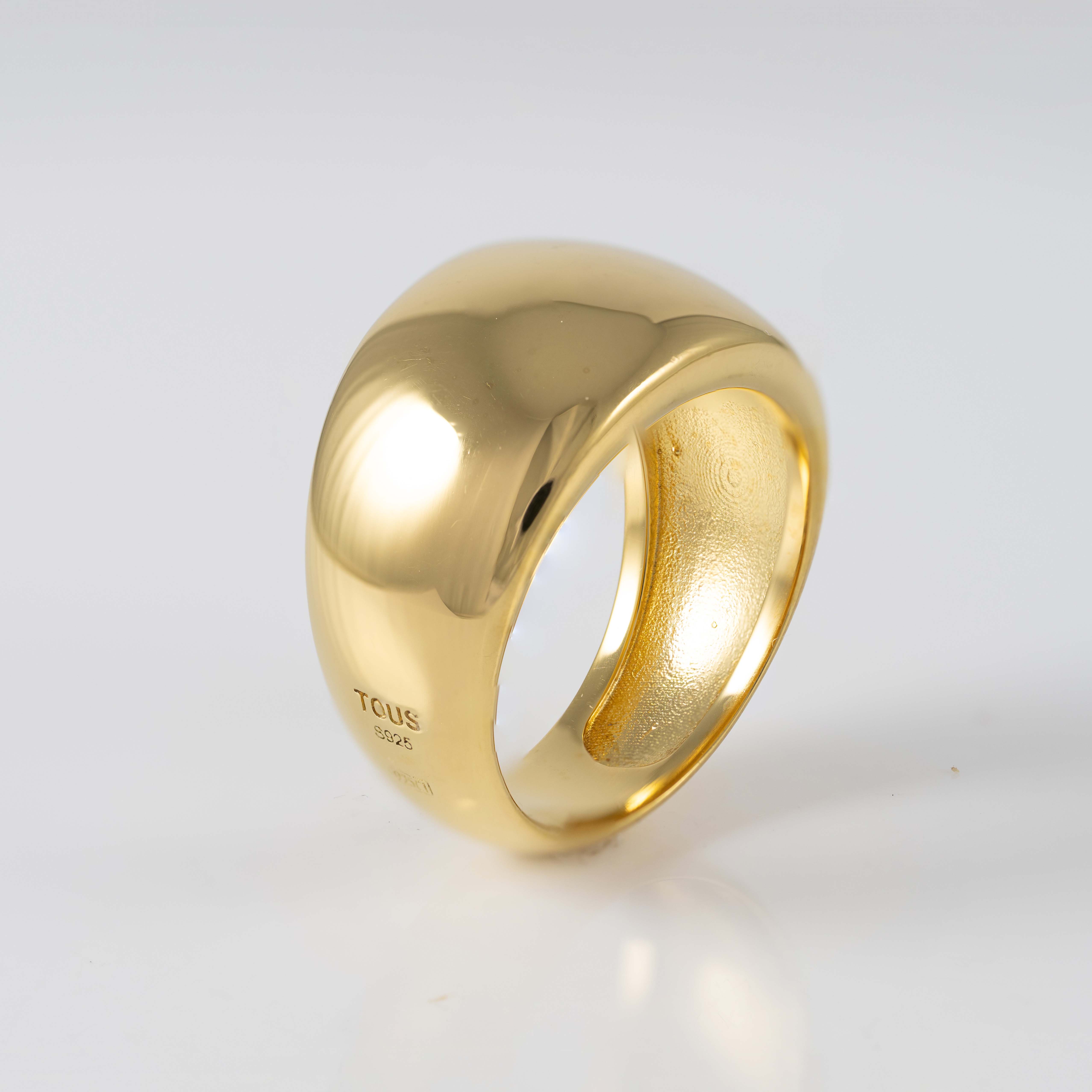 Anillo Tous en plata vermeil abombado Basics