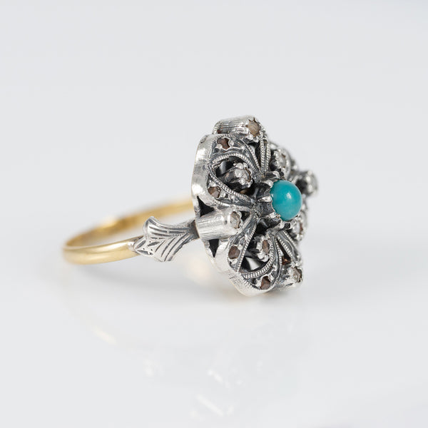 Anillo antiguo en oro 18k y plata