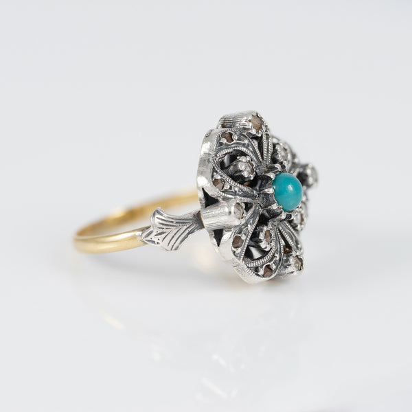 Anillo antiguo en oro 18k y plata