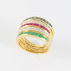Anillo Infinity en oro amarillo 18k con diamantes zafiros rubíes y esmeraldas