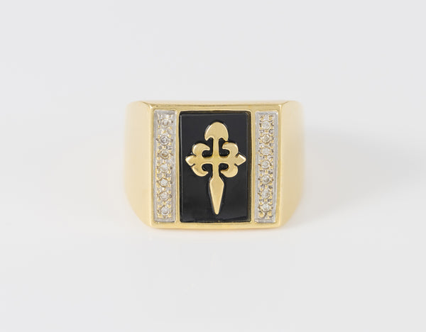 Anillo insignia Cruz de Santiago en oro amarillo 18k y brillantes