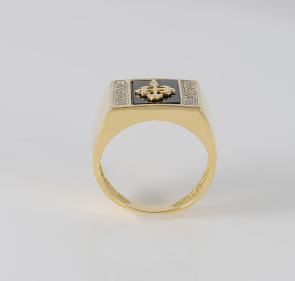 Anillo insignia Cruz de Santiago en oro amarillo 18k y brillantes