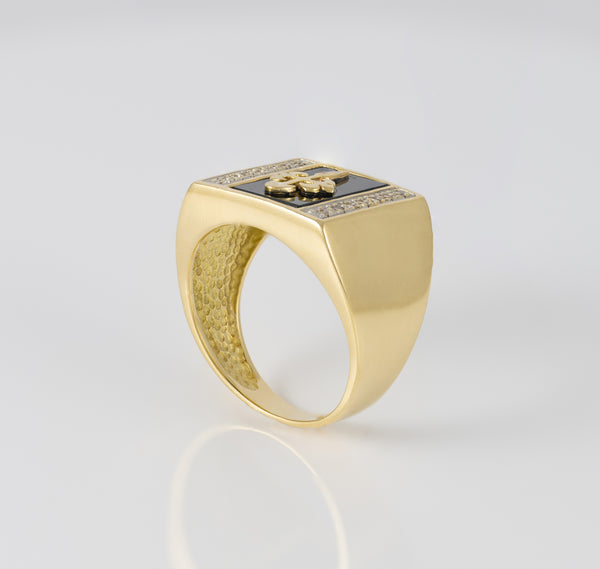 Anillo insignia Cruz de Santiago en oro amarillo 18k y brillantes