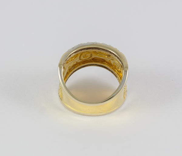 Anillo en oro amarillo y blanco 18k con brillantes