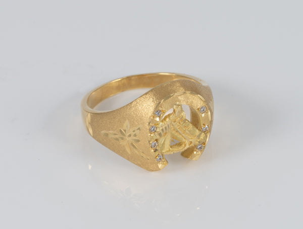 Anillo herradura caballo de oro 18k 750