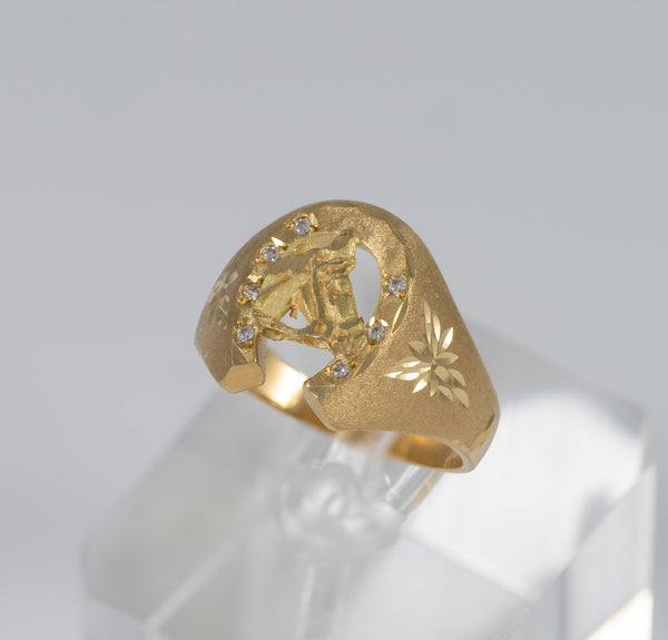 Anillo herradura caballo de oro 18k 750