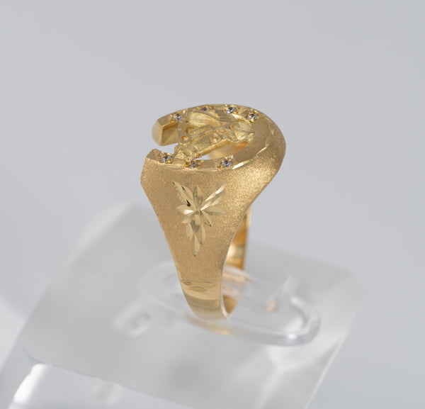 Anillo herradura caballo de oro 18k 750