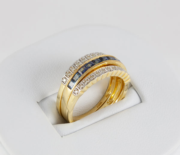 Anillo Infinity en oro amarillo 18k con diamantes zafiros rubíes y esmeraldas