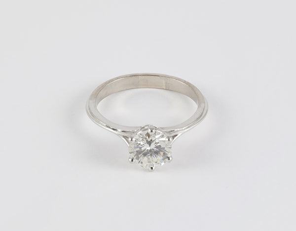 Anillo en oro blanco 18k con brillante de 1.3 ct