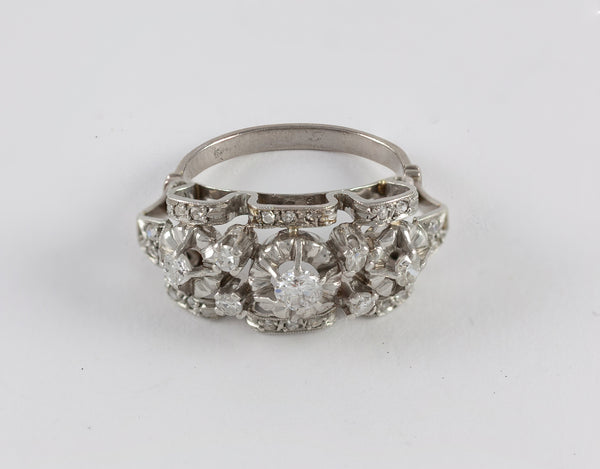 Anillo en oro blanco 18k y brillantes