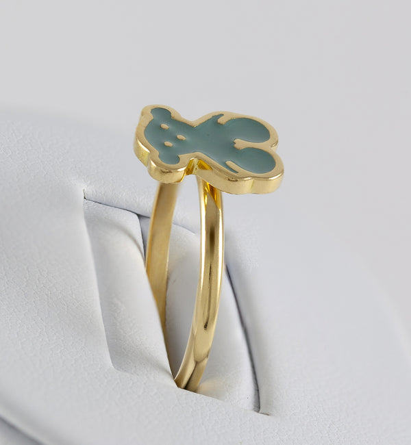 Anillo Tous en oro amarillo 18k y esmalte verde