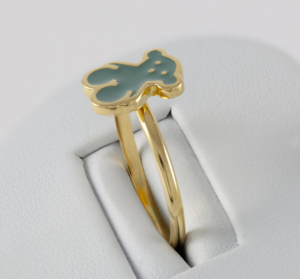 Anillo Tous en oro amarillo 18k y esmalte verde